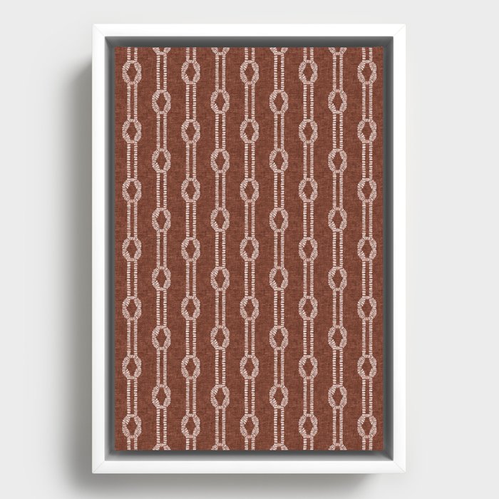 nautical square knots - rust Framed Canvas