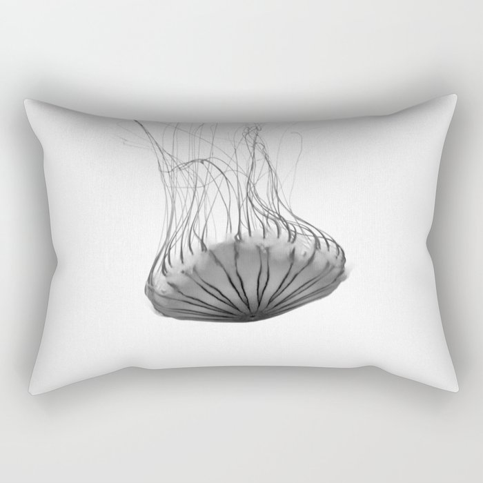 Black and White Jellyfish Rectangular Pillow