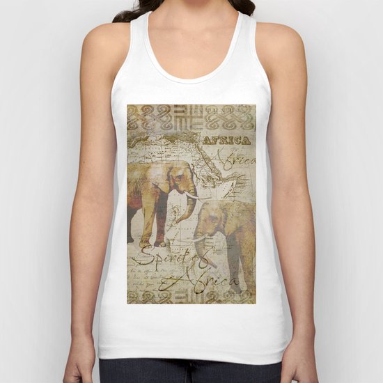 Spirit of Africa Elephant mixed media art Unisex Tank Top