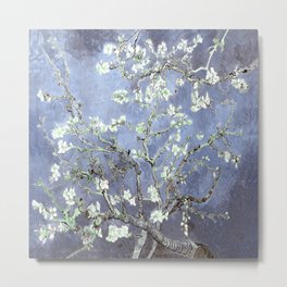 Vincent Van Gogh Almond Blossoms : Steel Blue & Gray Metal Print