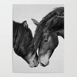 Horses - Black & White 4 Poster