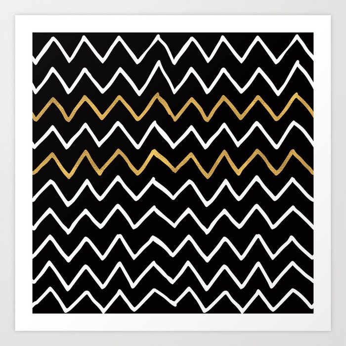 Writing Exercise Simple Zig Zag Pattern White Gold On Black Mix Match Art Print By Simplicity Of Live Society6 Writing Exercise Simple Zig Zag Pattern White Gold On Black Mix Match Art Print By Simplicity Of Live Society6