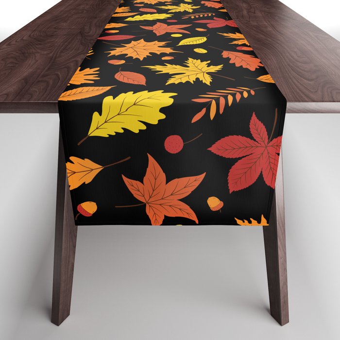 Autumn Leaves Pattern. Digital illustration background. Table Runner