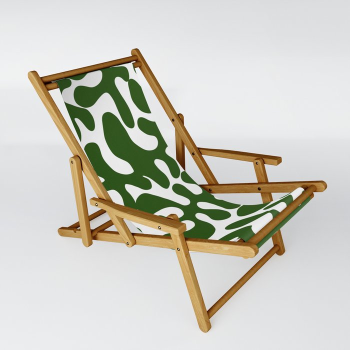 Green Matisse cut outs seaweed pattern on white background Sling Chair