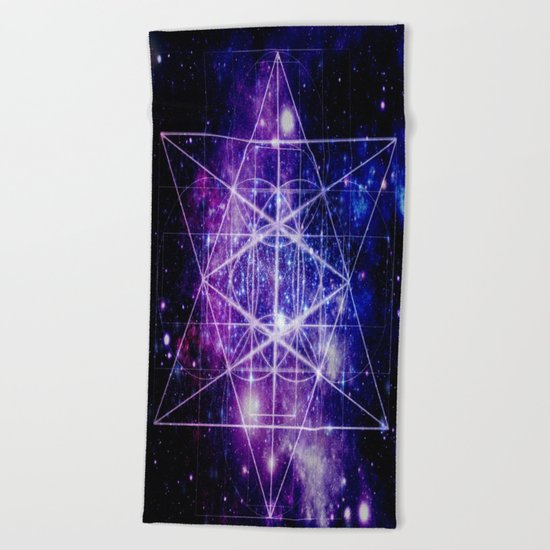 galaxy sacred geometry Beach Towel