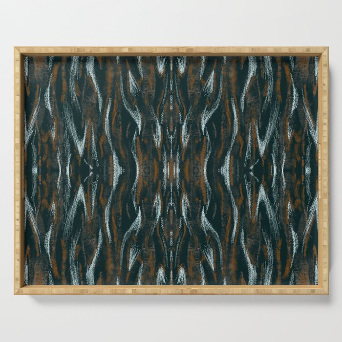 Bark Ikat in Teal Serving Tray