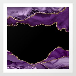 Purple & Gold Agate Texture 17 Art Print