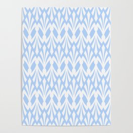 Decorative Plumes - White on Pastel Blue Poster