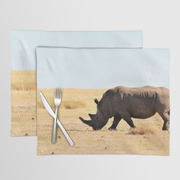 South Africa Photography - Rhino At The Dry Empty Savannah Placemat