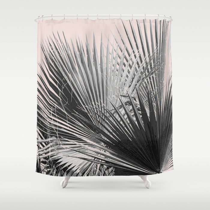 Palm leaves in pink Shower Curtain