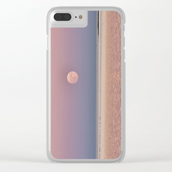 Full Moon rising over the ocean Clear iPhone Case