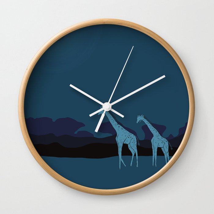 Giraffe Night Walk Wall Clock