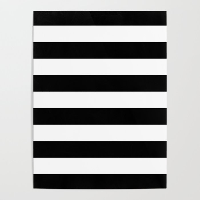 Stripe Black And White Horizontal Line Bold Minimalist Cabana Stripes Lines Drawing Poster
