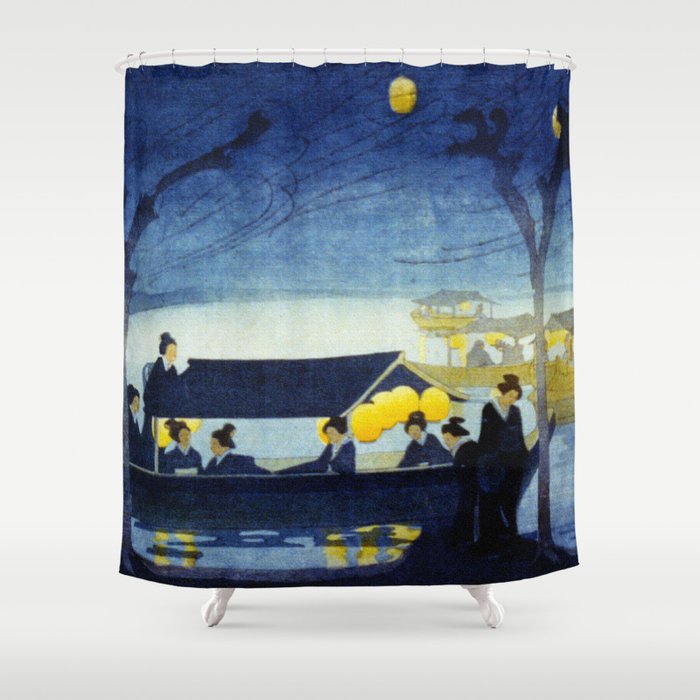 Wasen At Night Vintage Japanese Art Shower Curtain By
