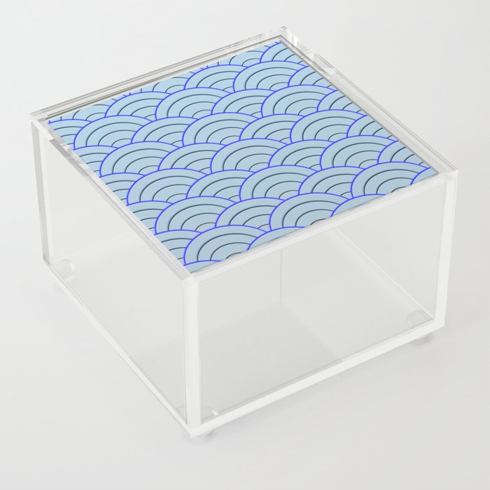 Bright Blue Art Deco Geometry Acrylic Box