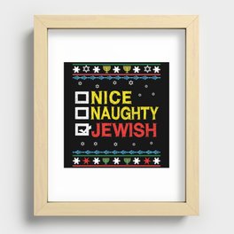 Ugly X-Mas Nice Naughty Jewish Menorah Hanukkah Recessed Framed Print