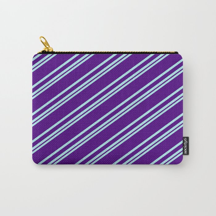 Turquoise & Indigo Colored Striped Pattern Carry-All Pouch