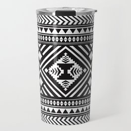 Monochrome Aztec inspired geometric pattern Travel Mug