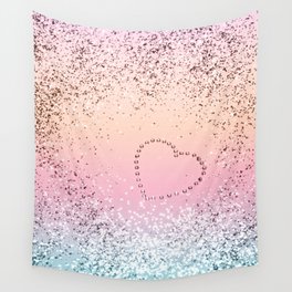 Summer UNICORN Girls Glitter Heart #1 (Faux Glitter) #shiny #pastel #decor #art #society6 Wall Tapestry