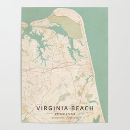 Virginia Beach, United States - Vintage Map Poster