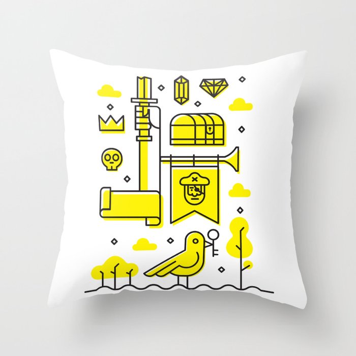 yellow pirate Throw Pillow