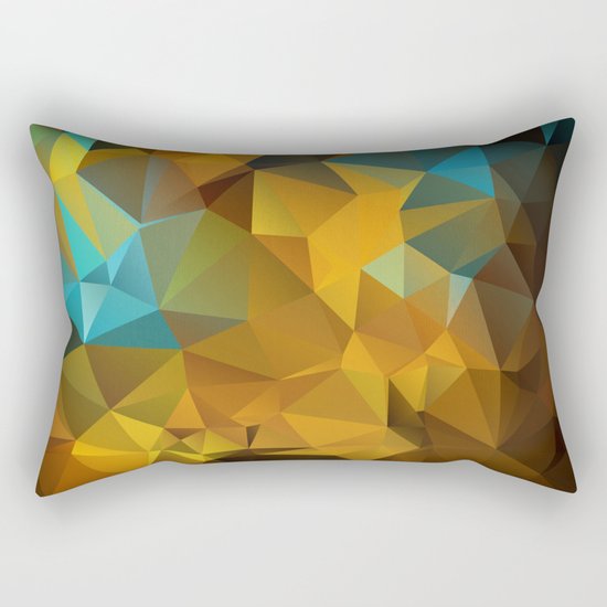 Polygon geometric abstract pattern in blue and yellow tones . Rectangular Pillow