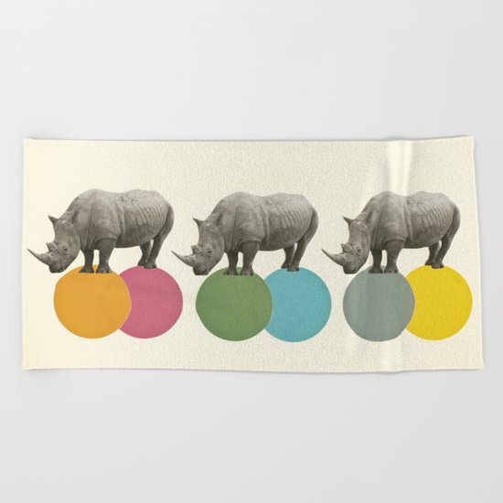 Rambling Rhinos Beach Towel