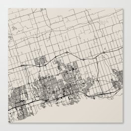 Black and White Canada, Oshawa Map - Minimalist Canvas Print