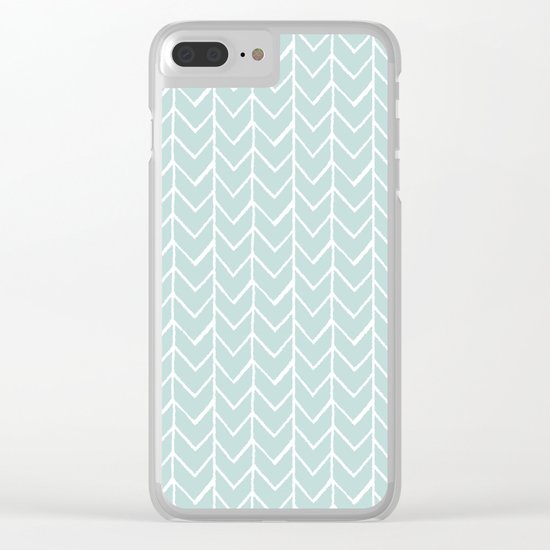 Herringbone Mint Clear iPhone Case