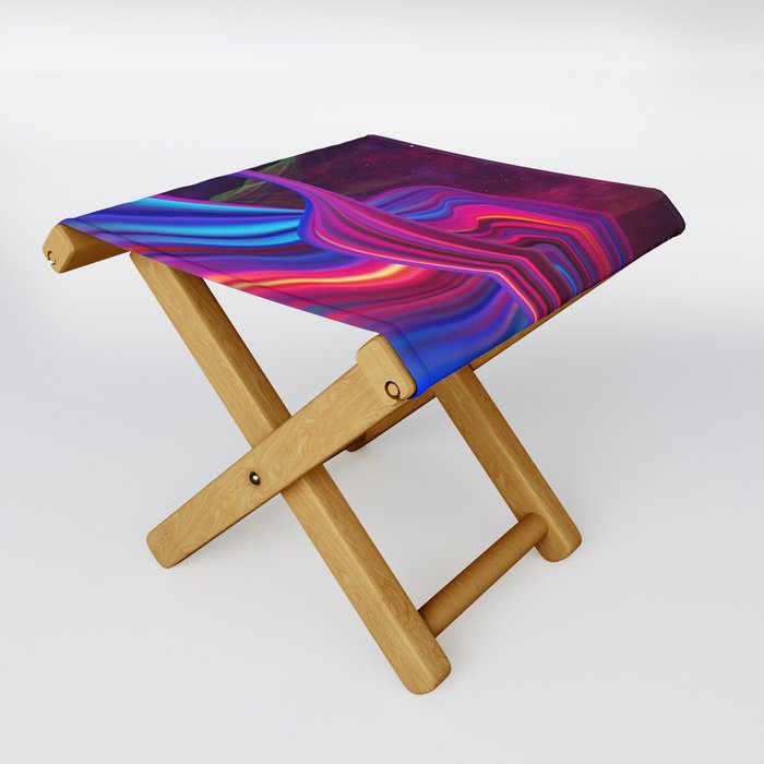 Neon twisted space #4 Folding Stool