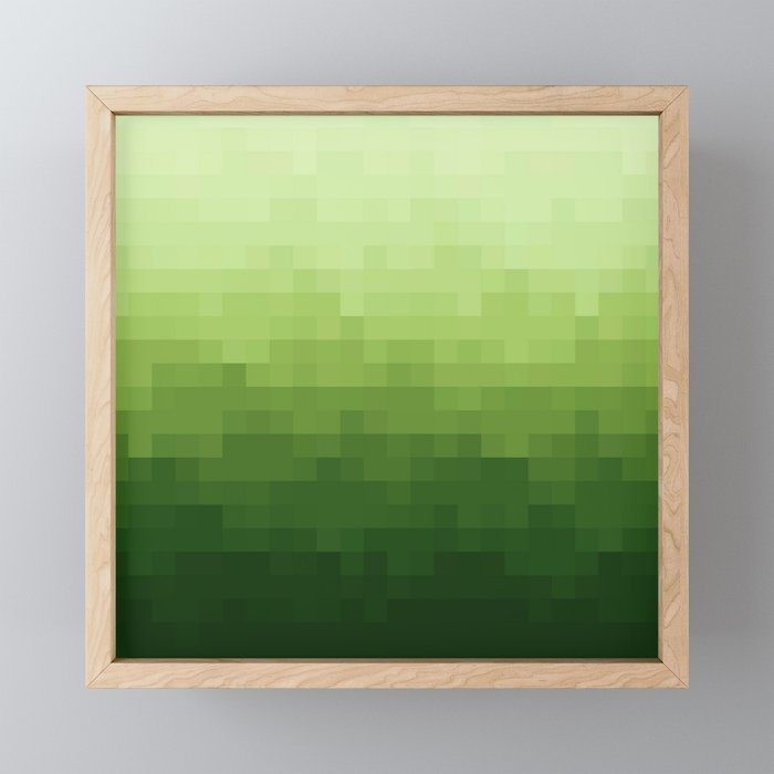 Gradient Pixel Green Framed Mini Art Print