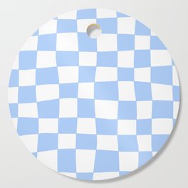 Hand Drawn Checkerboard Pattern (sky blue/white) Cutting Board