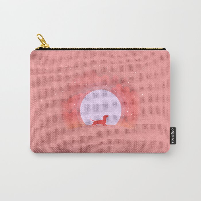 Dachshund Pink Moon Carry-All Pouch