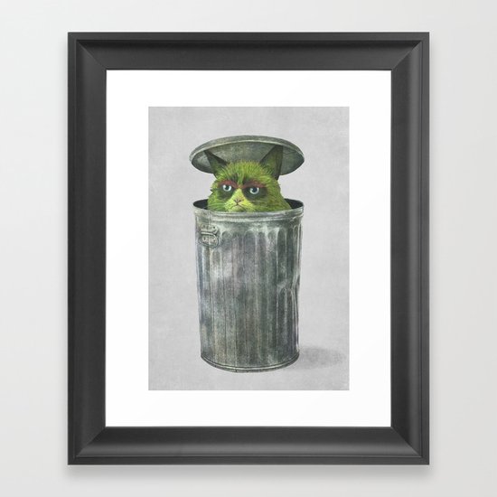 Grouchy Cat Framed Art Print