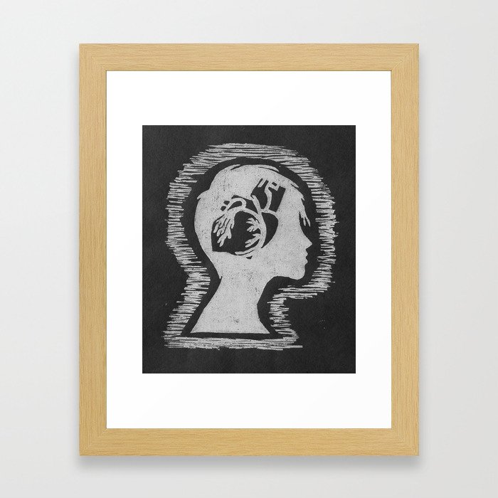 Think with your Heart (Black)  Framed Art Print