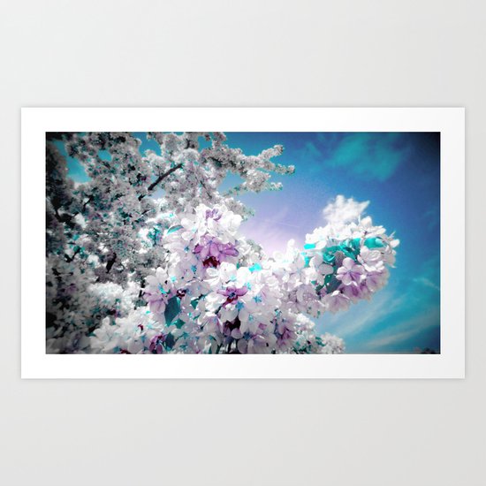 Flowers Lavender Turquoise Aqua Blue Art Print