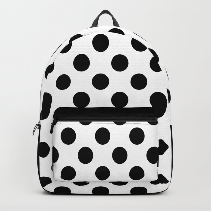 black and white polka dot backpack