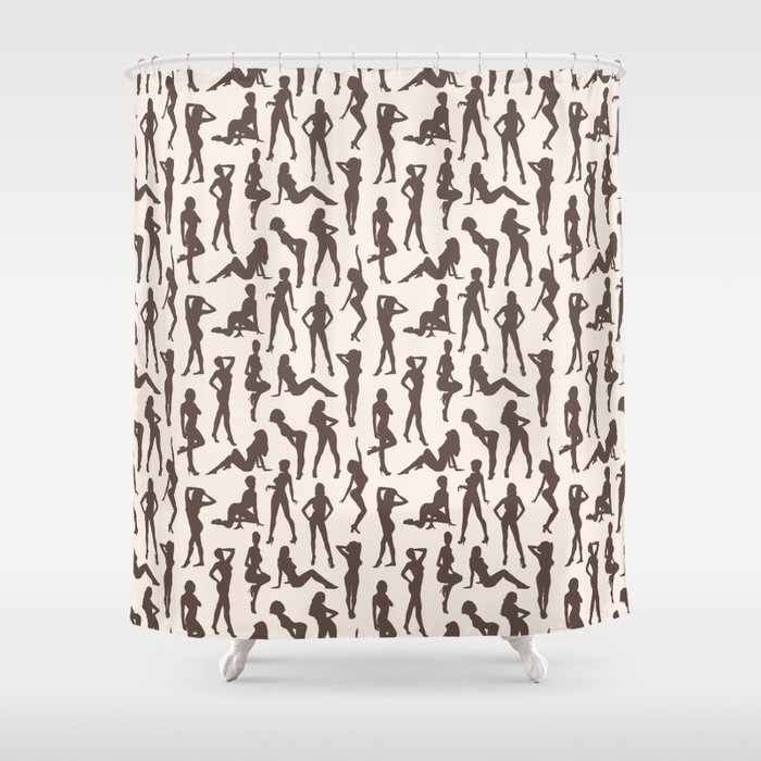 Femmes Brown Off White Shower Curtain By Thinlinetextiles Society6