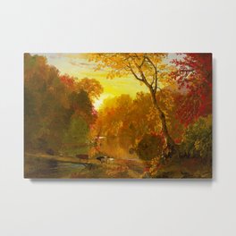 Frederic Edwin Church (American, 1826-1900) - Autumn in North America - 1856 - Luminism (Hudson River School) - Romanticism - Landscape painting - Oil on board - Hi-Res Digitally Remastered Version - Metal Print
