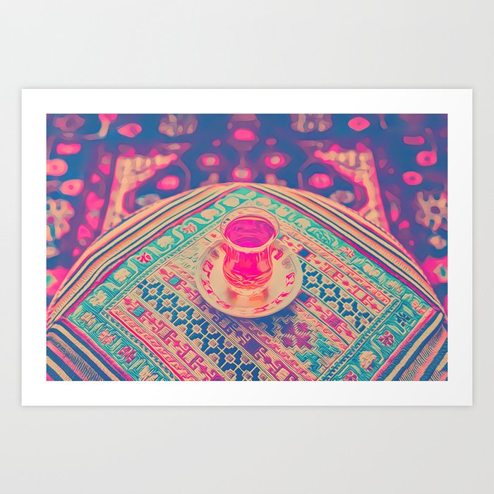 Boho Tea 4 pink, zen, vibe, relax, drink Art Print