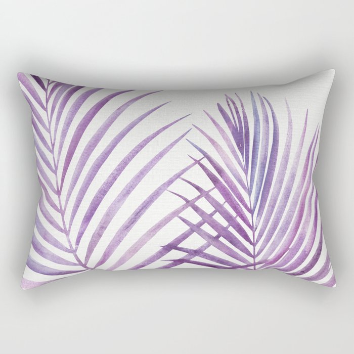 Purple Palms Watercolor Illustration Rectangular Pillow