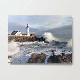 PORTLAND HEAD LIGHT Lighthouse Maine Storm Original Valentines Day Gift - Donald Verger Photography Metal Print
