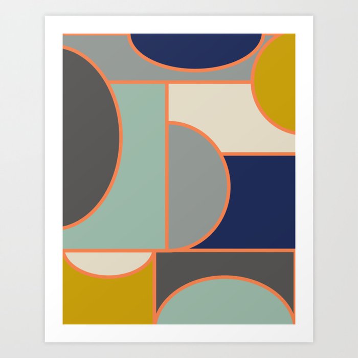 Colorful Geometric Cubism Design Art Print by apricot+birch | Society6