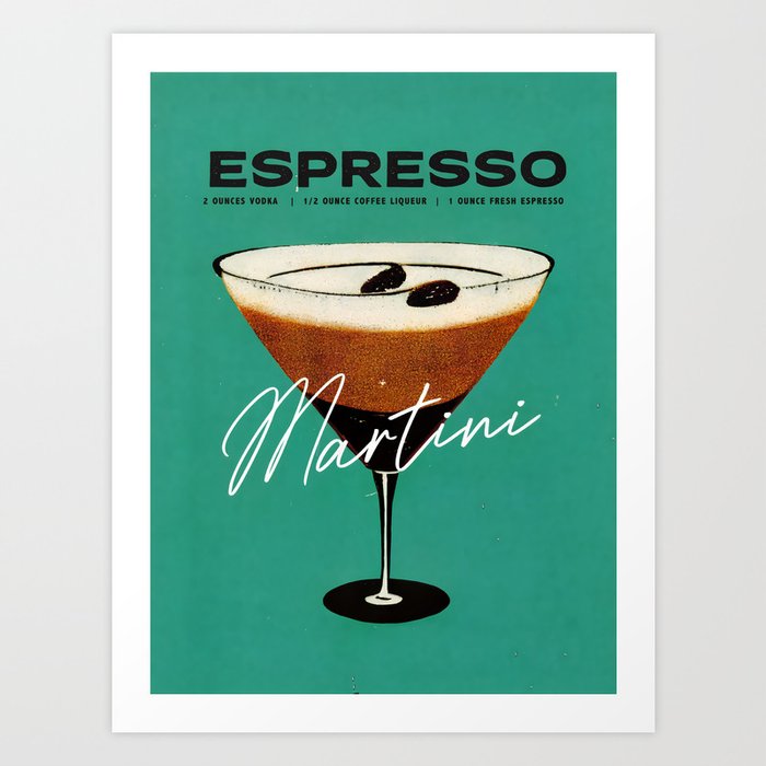 Espresso Martini Retro Poster Vintage 1991 Bar Prints, Vintage Drinks, Recipe, Wall Art Art Print