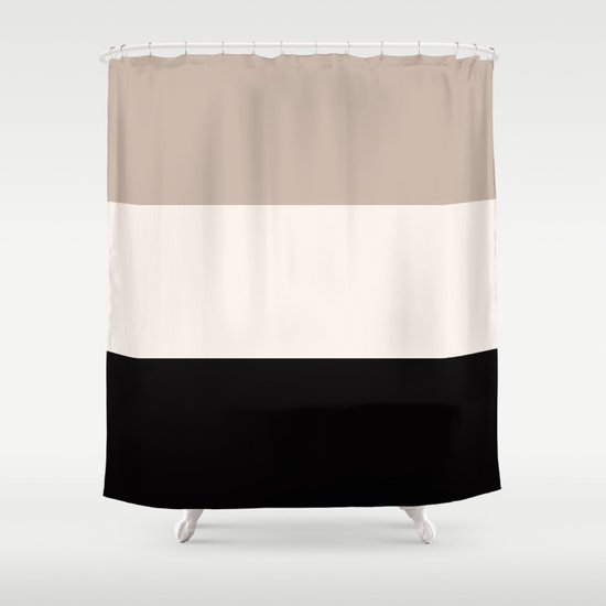 Black Tan Cream Bold Stripes Shower, Grey White And Tan Shower Curtain