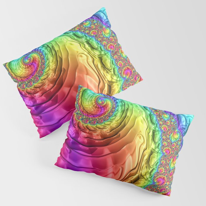 Rainbow Fractal Spiral Stripe Pillow Sham