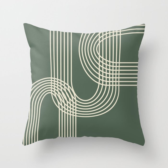 Minimalist Lines in Forest Green Throw Pillow