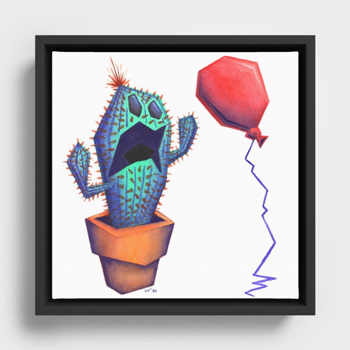 Scaredy Cactus Framed Canvas