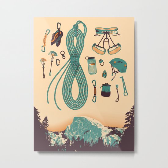 Half Dome Climbing Poster Metal Print