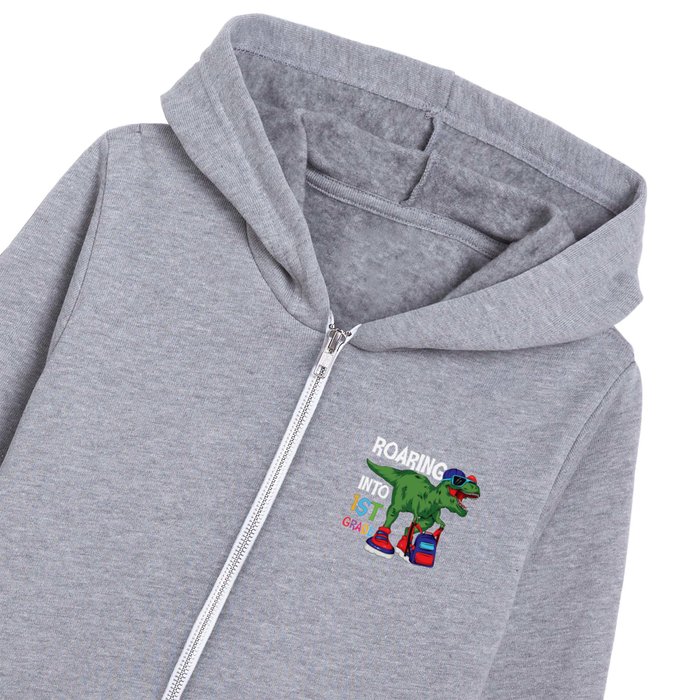 Roaring Into 1st Grade Student Dinosaur Kids Zip Hoodie